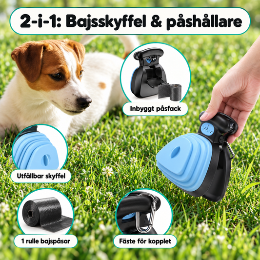 PooPick™ Hopfällbar Bajsskyffel med Påshållare