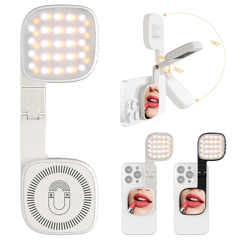GlowMirror™ Magnetisk Selfiespegel med Fyllnadsljus