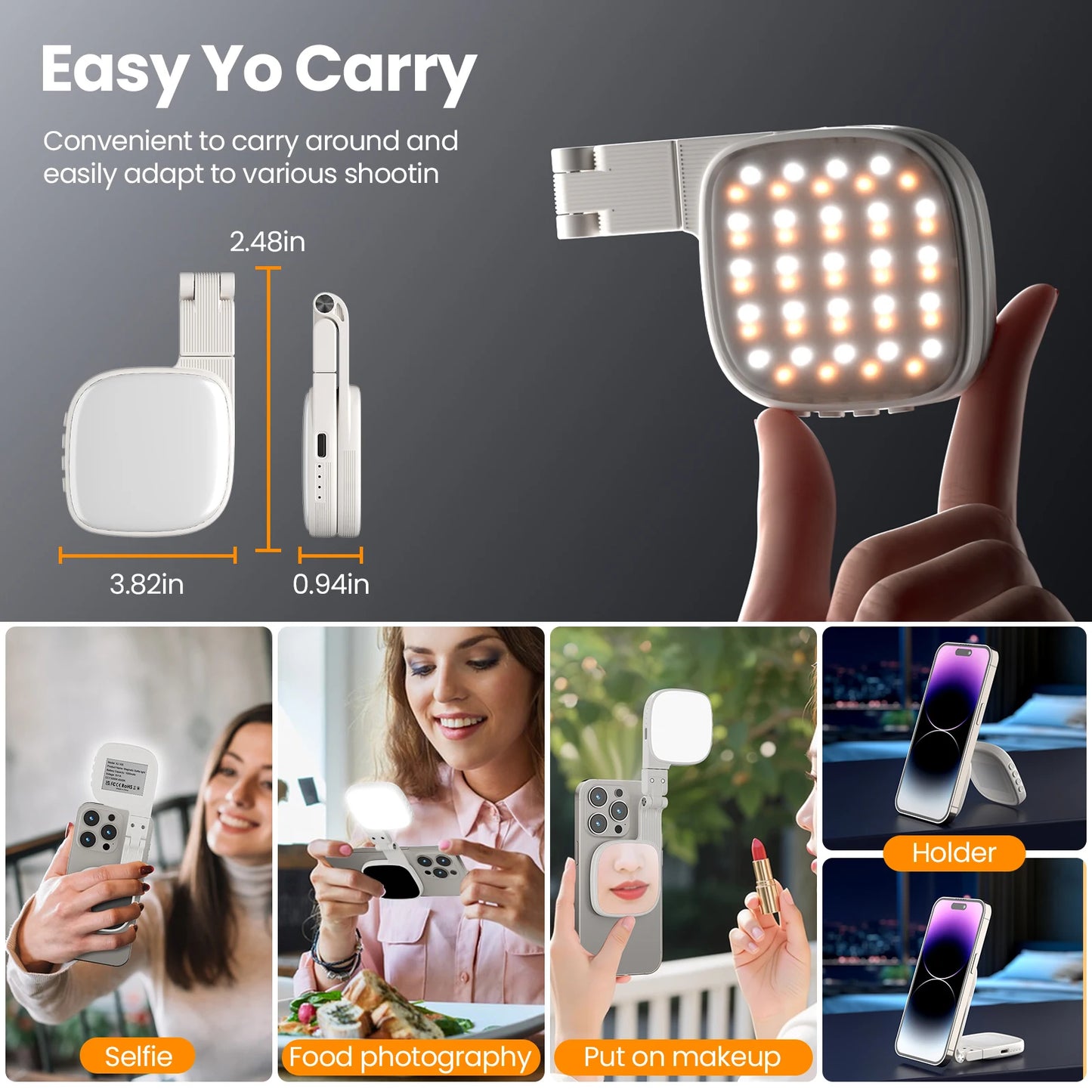 GlowMirror™ Magnetisk Selfiespegel med Fyllnadsljus
