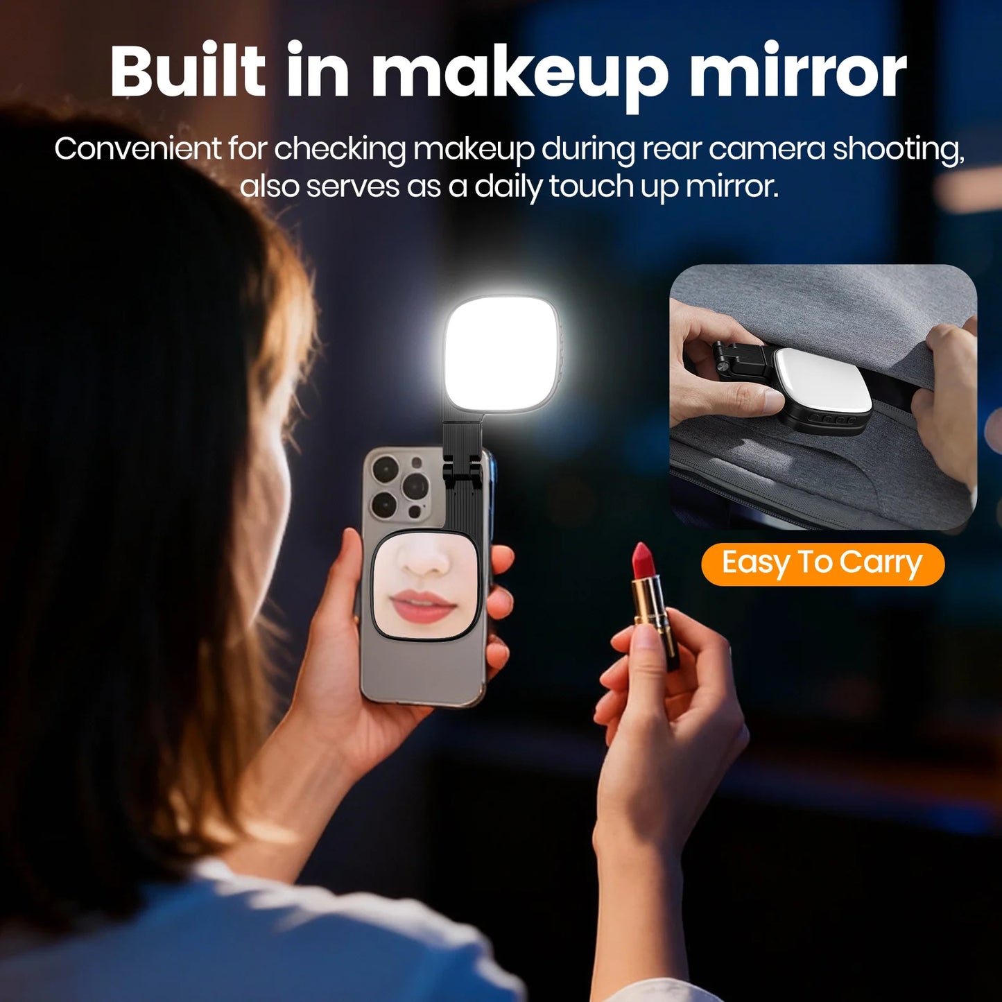 GlowMirror™ Magnetisk Selfiespegel med Fyllnadsljus