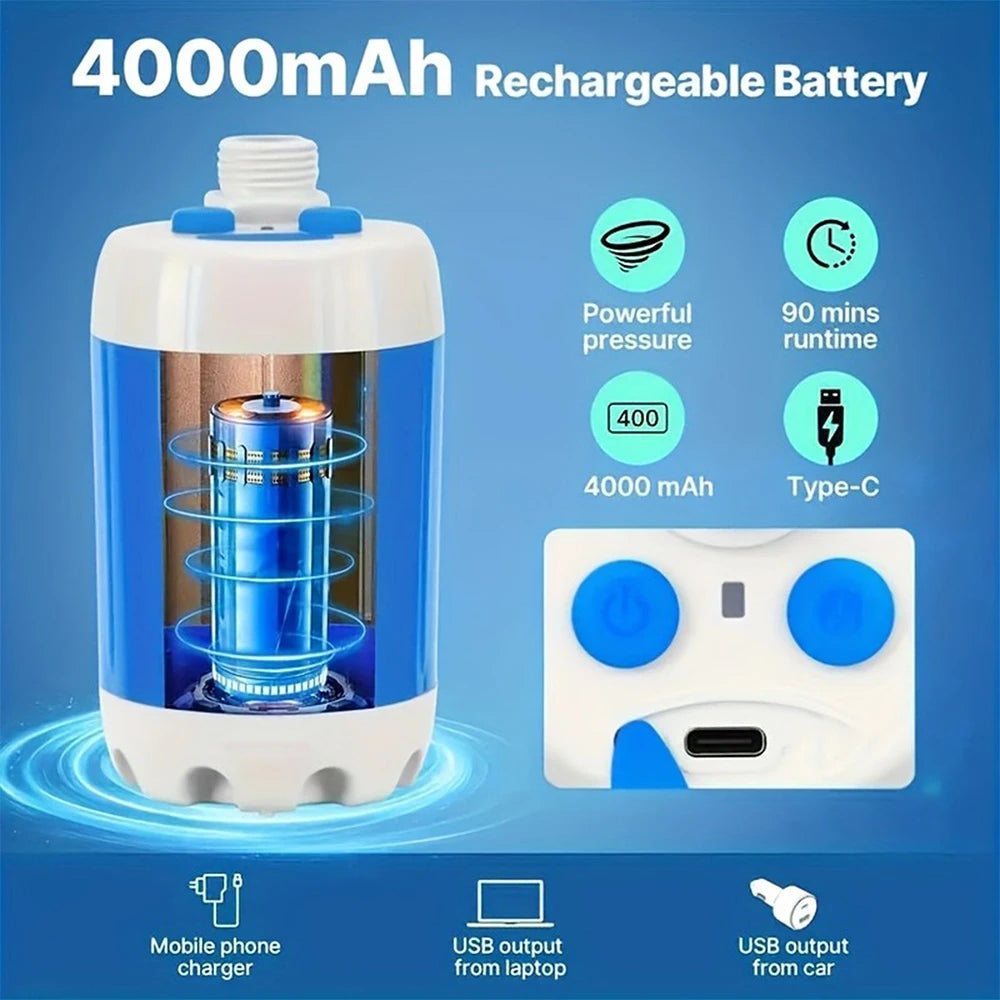 AquaCharge™ Uppladdningsbar Campingdusch